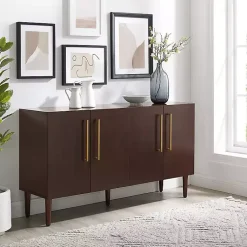 Kirklands Home Cabinets & Sideboards|Brown Wood and Gold 4-Door Cabinet