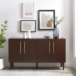 Kirklands Home Cabinets & Sideboards|Brown Wood and Gold 4-Door Cabinet