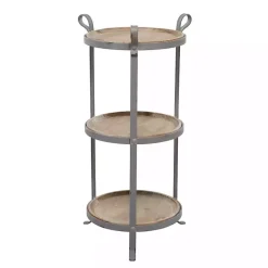 Kirklands Home Accent & End Tables|Brown Wood and Metal 3-Tier Side Table Gray
