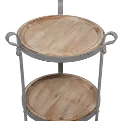 Kirklands Home Accent & End Tables|Brown Wood and Metal 3-Tier Side Table Gray