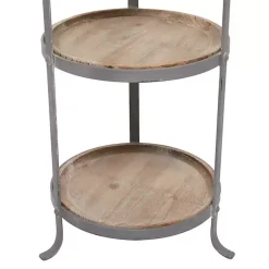 Kirklands Home Accent & End Tables|Brown Wood and Metal 3-Tier Side Table Gray