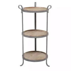 Kirklands Home Accent & End Tables|Brown Wood and Metal 3-Tier Side Table Gray