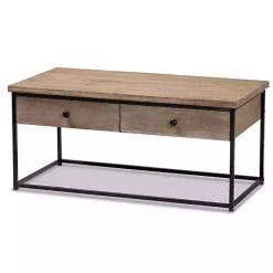 Kirklands Home Coffee Tables|Wood and Metal 2-Drawer Coffee Table Brown