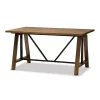 Kirklands Home Office Furniture|Brown Wood and Metal Linear Base Desk