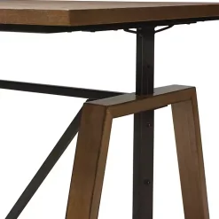 Kirklands Home Office Furniture|Brown Wood and Metal Linear Base Desk