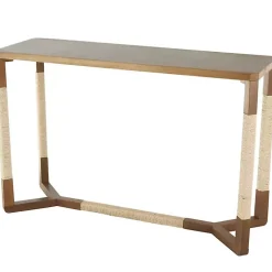Kirklands Home Console Tables|Wood and Rope Geometric Console Table Brown