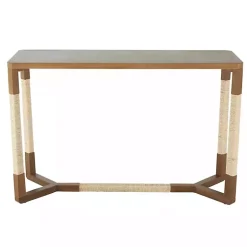 Kirklands Home Console Tables|Wood and Rope Geometric Console Table Brown
