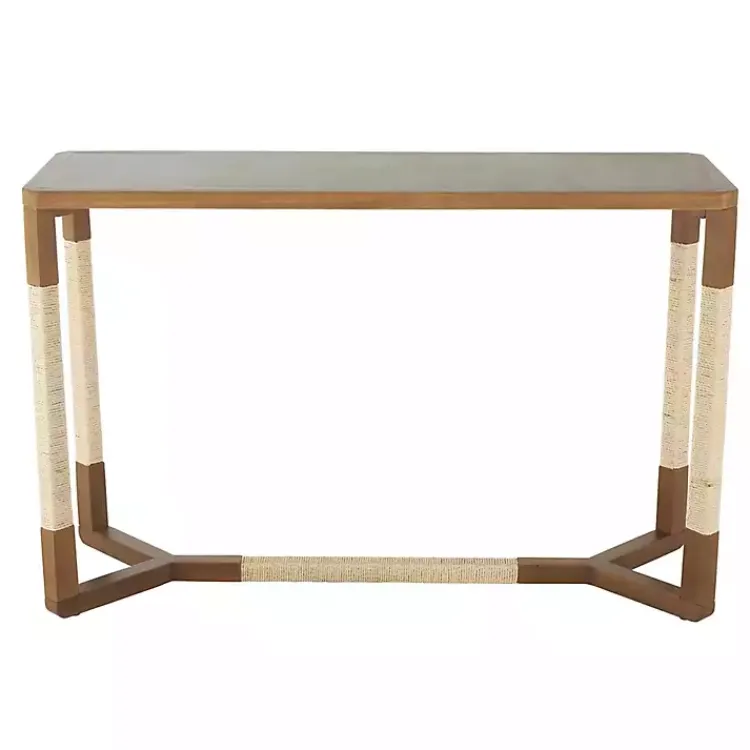 Kirklands Home Console Tables|Wood and Rope Geometric Console Table Brown