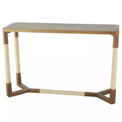 Kirklands Home Console Tables|Wood and Rope Geometric Console Table Brown