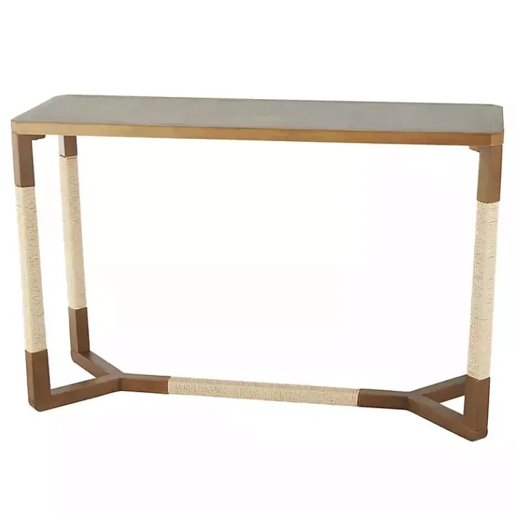 Kirklands Home Console Tables|Wood and Rope Geometric Console Table Brown