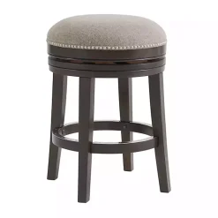 Kirklands Home Bar Stools & Counter Height Stools|Brown Wood Backless Swivel 2-pc. Counter Stool Set Gray