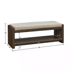 Kirklands Home Benches & Ottomans|Wood Bench with Cushion Brown