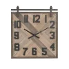 Kirklands Home Clocks|Brown Wood Black Metal Accent Square Wall Clock