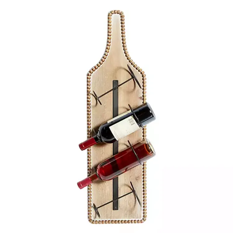 Kirklands Home Wall Storage|Brown Wood Bottle Frame Metal Bracket Wine Holder