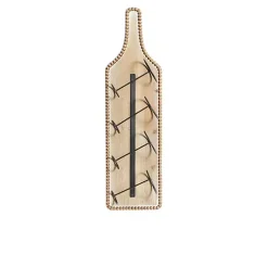 Kirklands Home Wall Storage|Brown Wood Bottle Frame Metal Bracket Wine Holder