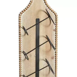 Kirklands Home Wall Storage|Brown Wood Bottle Frame Metal Bracket Wine Holder