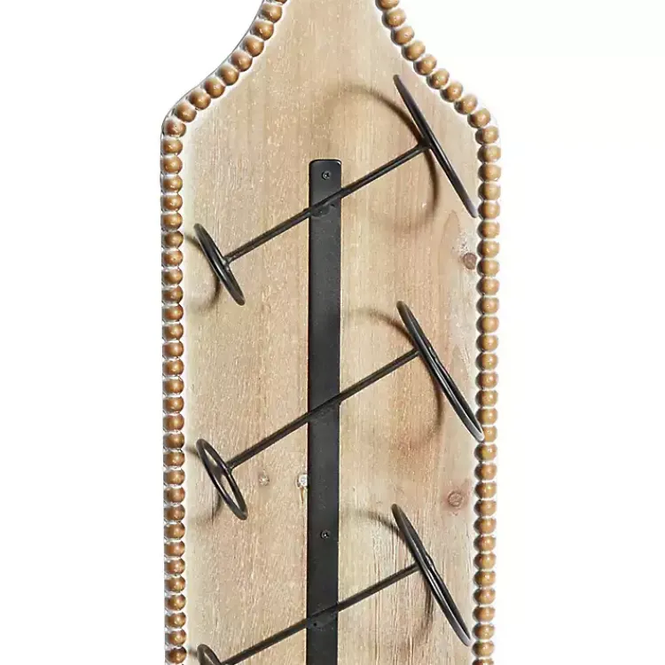 Kirklands Home Wall Storage|Brown Wood Bottle Frame Metal Bracket Wine Holder