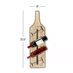 Kirklands Home Wall Storage|Brown Wood Bottle Frame Metal Bracket Wine Holder