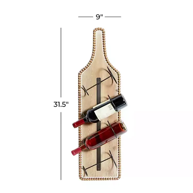 Kirklands Home Wall Storage|Brown Wood Bottle Frame Metal Bracket Wine Holder