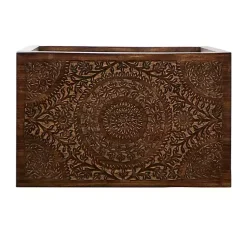 Kirklands Home Accent & End Tables|Wood Carved Floral Nesting Tables, Set of 2 Brown