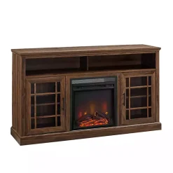 Kirklands Home Tv Stands & Media Consoles|Wood 2-Door LED Fireplace Cabinet Brown