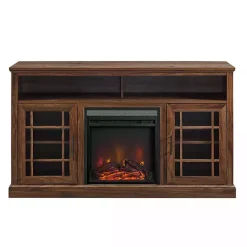 Kirklands Home Tv Stands & Media Consoles|Wood 2-Door LED Fireplace Cabinet Brown