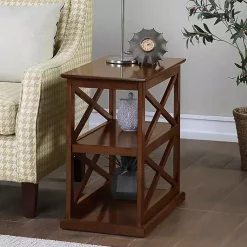 Kirklands Home Accent & End Tables|Wood Double X Sides Accent Table Brown