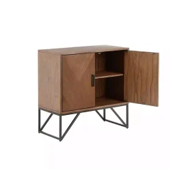Kirklands Home Cabinets & Sideboards|Brown Wood Frame Metal Base 2-Door Cabinet