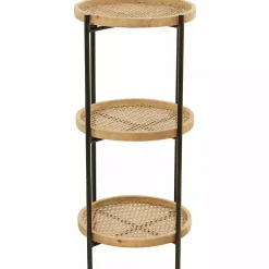 Kirklands Home Accent & End Tables|Wood Mesh Woven 3-Tier Accent Table Brown