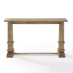 Kirklands Home Console Tables|Brown Wood Pedestal Base Console Table