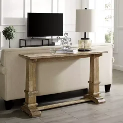 Kirklands Home Console Tables|Brown Wood Pedestal Base Console Table