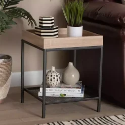 Kirklands Home Accent & End Tables|Wood Raised Edge Side Table Brown