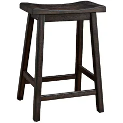 Kirklands Home Bar Stools & Counter Height Stools|Wood Rectangular Counter Stools, Set of 2 Brown