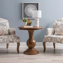 Kirklands Home Accent & End Tables|Wood Round Base Side Table Brown