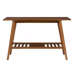 Kirklands Home Console Tables|Wood Slatted Bottom Shelf Console Table Brown