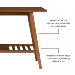 Kirklands Home Console Tables|Wood Slatted Bottom Shelf Console Table Brown