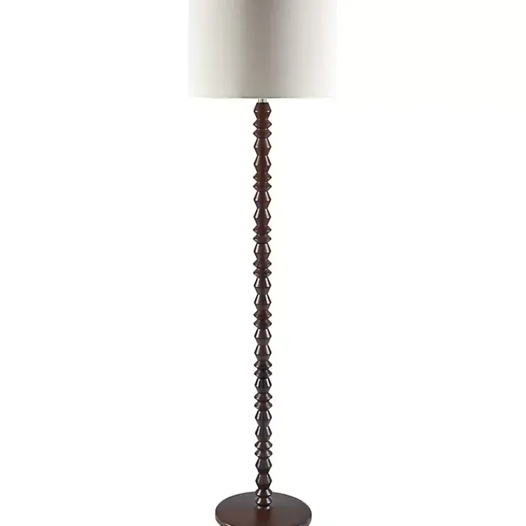 Kirklands Home Floor Lamps|Wood Spindle Paduak Floor Lamp Brown
