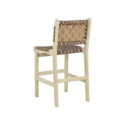 Kirklands Home Bar Stools & Counter Height Stools|Woven Leather Wooden Counter Stool Brown