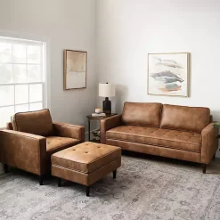 Kirklands Home Sofas & Loveseats|Wyatt Faux Leather Sofa Brown