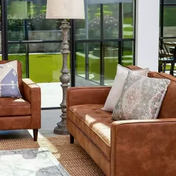 Kirklands Home Sofas & Loveseats|Wyatt Faux Leather Sofa Brown