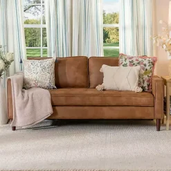 Kirklands Home Sofas & Loveseats|Wyatt Faux Leather Sofa Brown