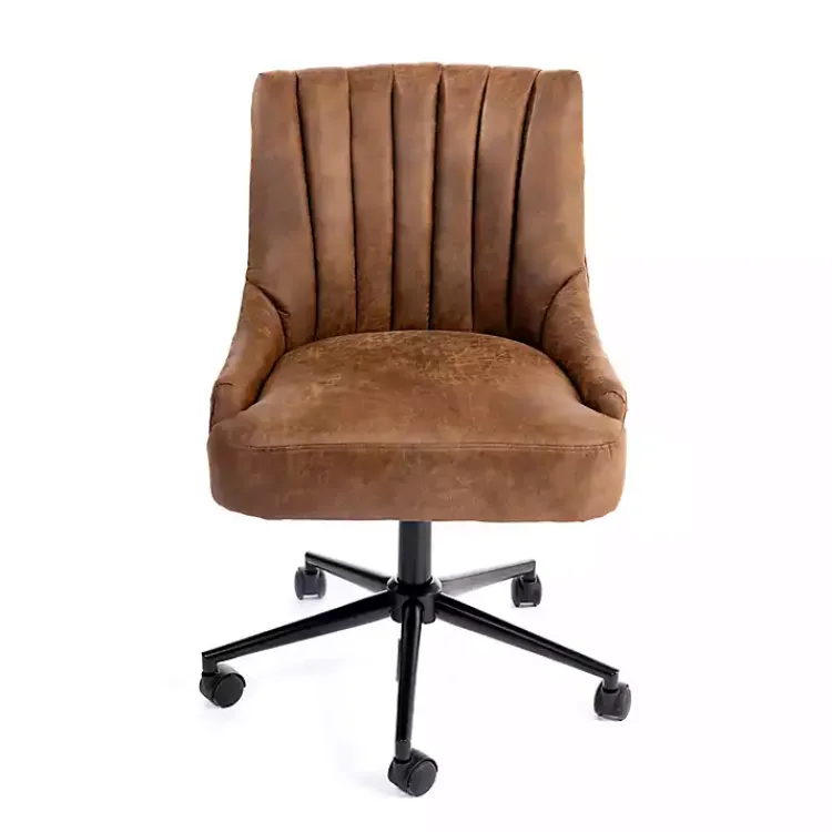 Kirklands Home Office Furniture|Wyatt Faux Leather Swivel Office Chair Brown