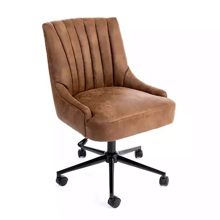 Kirklands Home Office Furniture|Wyatt Faux Leather Swivel Office Chair Brown