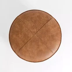 Kirklands Home Benches & Ottomans|Wyatt Faux Leather Storage Ottoman Brown