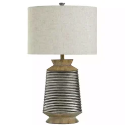 Kirklands Home Table Lamps|Brushed Gold Ribbed Table Lamp Ivory