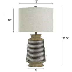 Kirklands Home Table Lamps|Brushed Gold Ribbed Table Lamp Ivory