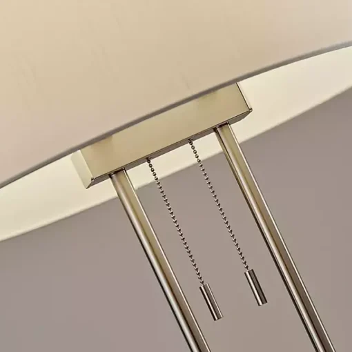 Kirklands Home Floor Lamps|Brushed Steel Double-Bulb Oval Floor Lamp Ivory