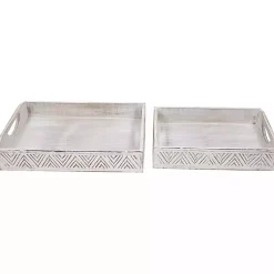 Online Brushed Chevron Carved Trays, Set of 2 Decorative Trays