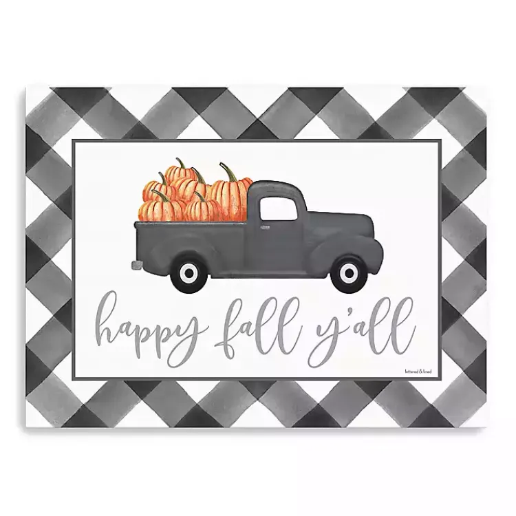 New Buffalo Check Happy Fall Truck Giclee Canvas Print Fall