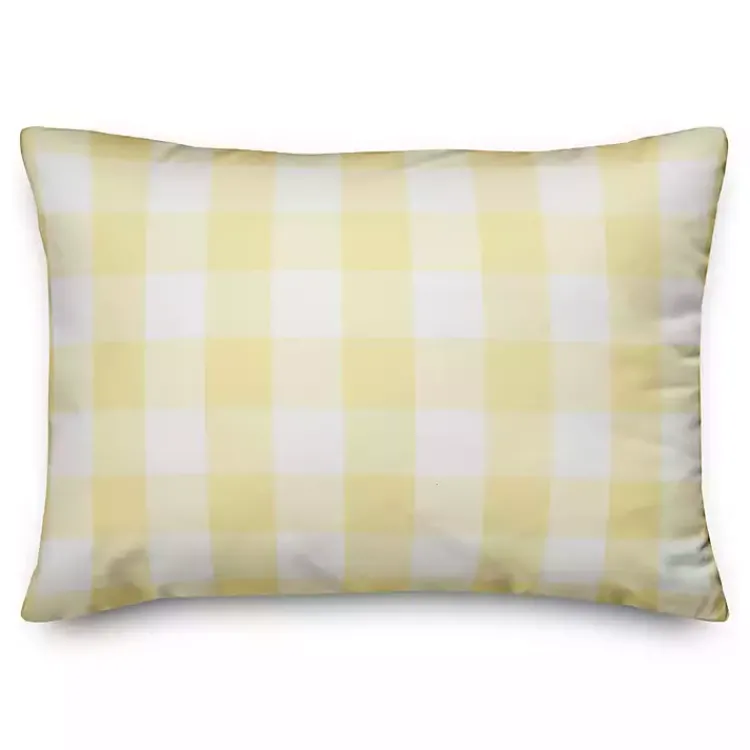 Kirklands Home Outdoor Cushions & Pillows|Buffalo Check Lemon Outdoor Pillow Yellow